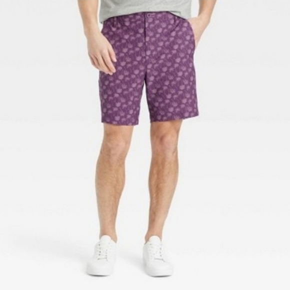 All in Motion Hybrid Shorts Mens XXL Purple Floral Palm Tree Beach Swim NEW - Picture 2 of 7